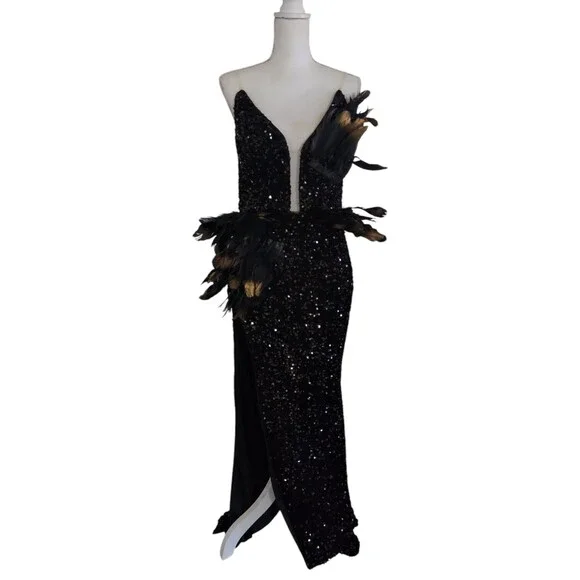 Fashion Nova | Dresses | Fashion Nova Feather Sequin Embellished Maxi Dress Womens Size L Slit Gatsby | Poshmark Fashion Nova | Dresses | Fashion Nova Feather Sequin Embellished Maxi Dress Womens Size L Slit Gatsby | Poshmark
